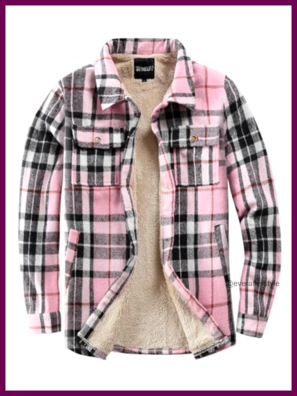 Sherpa Lined Flannel Shirt Jacket Plaid Button Coat